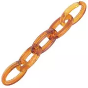 35x19mm Clear Oval acrylic link - Dark Amber Marble x1