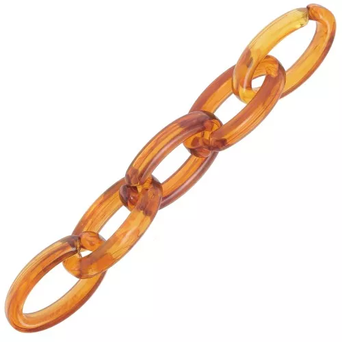 35x19mm Clear Oval acrylic link - Dark Amber Marble x1