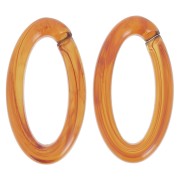 35x19mm Clear Oval acrylic link - Dark Amber Marble x1