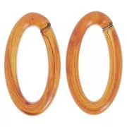 35x19mm Clear Oval acrylic link - Dark Amber Marble x1