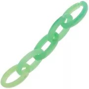 35x19mm Clear Oval acrylic link - Marbled light green - Dark green