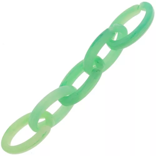 35x19mm Clear Oval acrylic link - Marbled light green - Dark green
