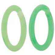 35x19mm Clear Oval acrylic link - Marbled light green - Dark green
