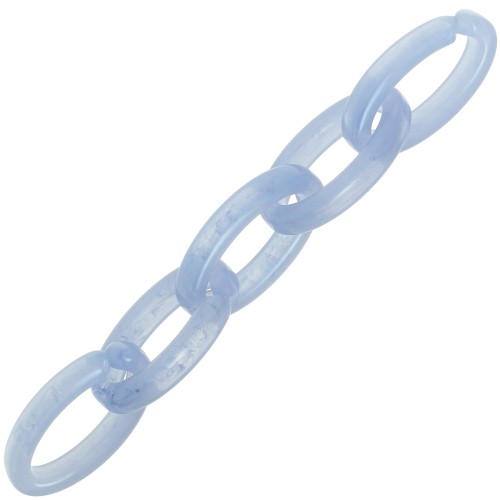 35x19mm Clear Oval acrylic link - Blue-grey marble x1