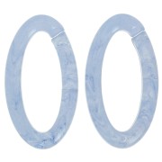 35x19mm Clear Oval acrylic link - Blue-grey marble x1