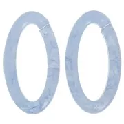 35x19mm Clear Oval acrylic link - Blue-grey marble x1