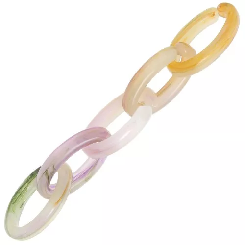 35x19mm Clear Oval acrylic link - Marbled Violet - Green - Brown