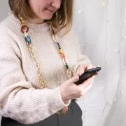 35x19mm Clear Oval acrylic link - Marbled Violet - Green - Brown