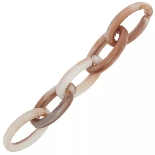 35x19mm Oval acrylic link - Dark brown marble x1