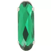 21x7mm Crystal setting Aurora A4161 Long Classical Oval - Rhodium - Emerald x1