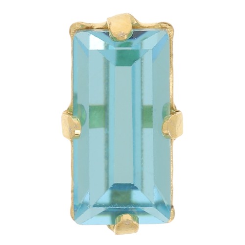 10x5mm set Crystal Baguette Aurora A4500 - Gold Tone - Aquamarine x1