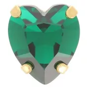 11x10mm Aurora Crystal setting A4831 Antique Heart - Gold Tone - Emerald x1