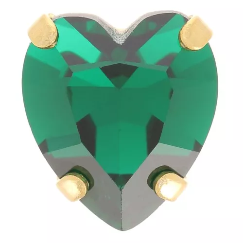 11x10mm Aurora Crystal setting A4831 Antique Heart - Gold Tone - Emerald x1