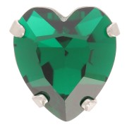 11x10mm Aurora Crystal setting A4831 Antique Heart - Rhodium - Emerald x1|raw }}