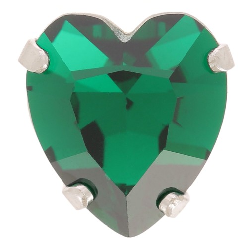11x10mm Aurora Crystal setting A4831 Antique Heart - Rhodium - Emerald x1