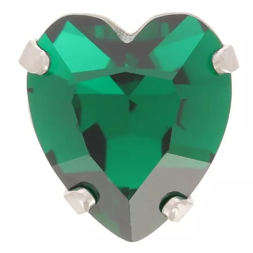 11x10mm Aurora Crystal setting A4831 Antique Heart - Rhodium - Emerald x1