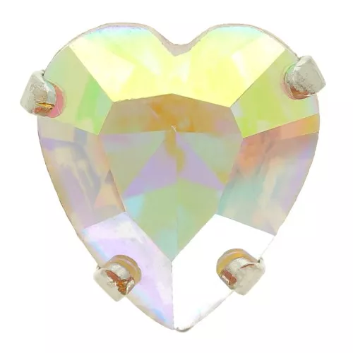 11x10mm Aurora Crystal setting A4831 Antique Heart - Rhodium - Crystal AB x1