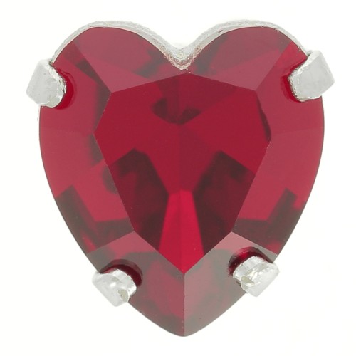 11x10mm Aurora Crystal setting A4831 Antique Heart - Rhodium - Ruby x1
