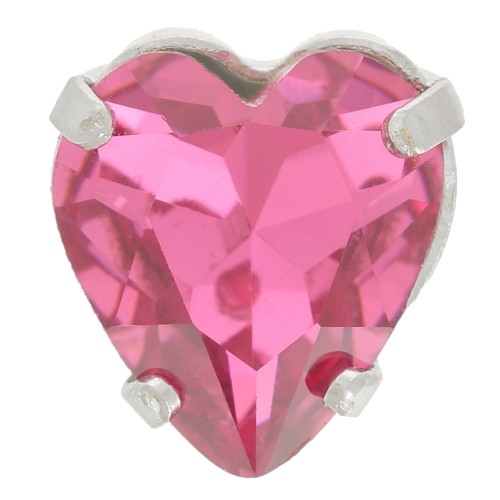 11x10mm Aurora Crystal setting A4831 Antique Heart - Rhodium - Pink x1