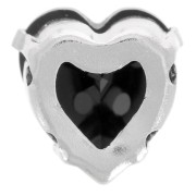 11x10mm Aurora Crystal setting A4831 Antique Heart - Rhodium - Jet x1