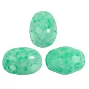 7x5mm Glass beads Samos® by Puca® - Milky Green Turquoise x10g
