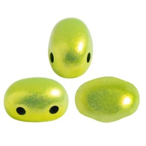 7x5mm Glass beads Samos® by Puca® - Metalust Electric Green x10g
