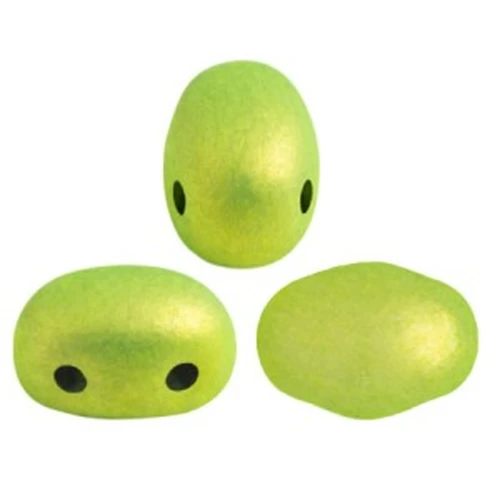 7x5mm Glass beads Samos® by Puca® - Metalust Electric Green Mat x10g