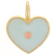 24x19mm Heart pendant epoxy resin - Fine gold Plated - Sky blue pearl x1|raw }}