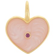 24x19mm Heart pendant epoxy resin - Fine gold Plated - light pink Pearl x1