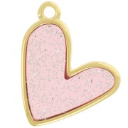 21x18mm Heart pendant epoxy vitrail - Fine Gold Plated - Pink - Silver x1|raw }}