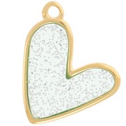 21x18mm Heart pendant epoxy vitrail - Fine Gold Plated - Blue - silver x1|raw }}