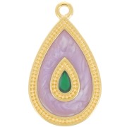 27x16mm Pendant drop with epoxy resin - Fine gold plated - Lilac pearl x1|raw }}