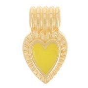 15x7mm ribbed heart pendant with epoxy resin - Fine Gold plated - Yellow x1|raw }}
