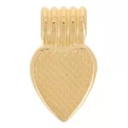 15x7mm ribbed heart pendant with epoxy resin - Fine Gold plated - Yellow x1