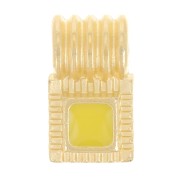 10x6mm Mini square ribbed pendant with epoxy resin - Fine gold plated - Yellow x1