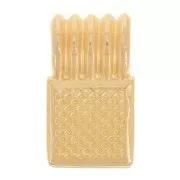 10x6mm Mini ribbed pendant with epoxy resin - Fine gold plate - Neon Coral x1