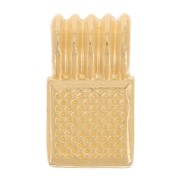 10x6mm Mini square ribbed pendant with epoxy resin - Fine gold plated - Black x1