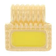 10mm Mini rectangle pendant with epoxy resin - Fine gold plated - Yellow x1