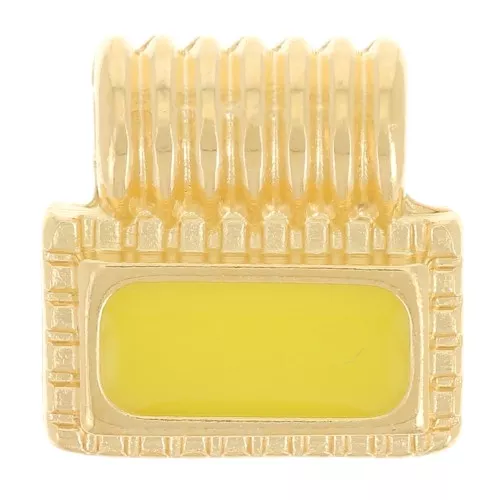 10mm Mini rectangle pendant with epoxy resin - Fine gold plated - Yellow x1
