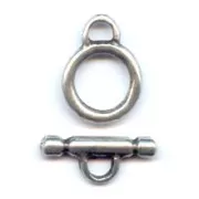 Old silver tone toggle clasp  13mm x1