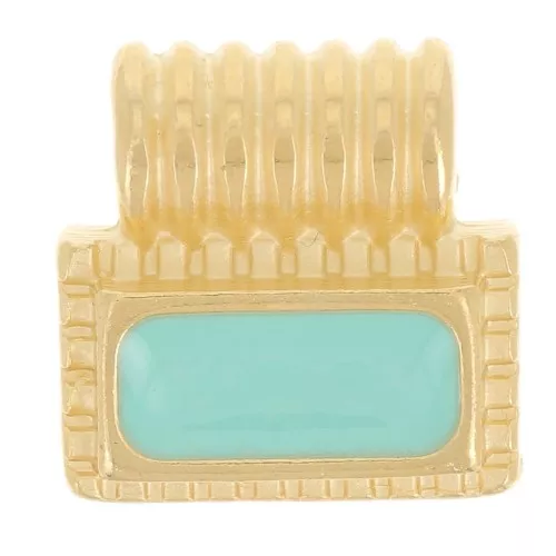 10mm Mini rectangle pendant with epoxy resin - Fine gold plated - Turquoise x1