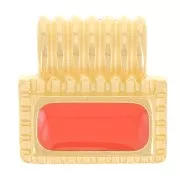 10mm Mini rectangle pendant with epoxy resin - Fine gold plated - Orange x1
