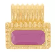 10mm Mini rectangle pendant with epoxy resin - Fine gold plated - Plum x1