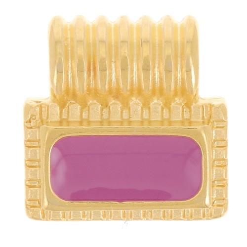 10mm Mini rectangle pendant with epoxy resin - Fine gold plated - Plum x1