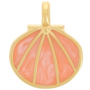 19x16mm Shell pendant with epoxy resin - Fine gold plated - Salmon pearl x1|raw }}
