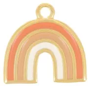 16x17mm Rainbow pendant with epoxy resin - Fine gold plated - Orange x1