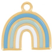 16x17mm Rainbow pendant with epoxy resin - Fine gold plated - Multi-blue x1