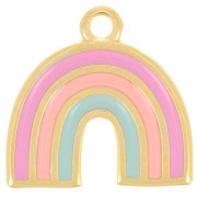 16x17mm Rainbow pendant with epoxy resin - Fine gold plated - Multi-pink x1|raw }}