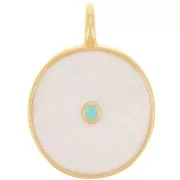 20mm round pendant with epoxy resin - Gold-plated - Cream pearl x1