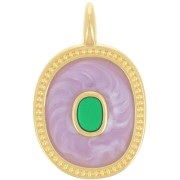 27x17mm Oval pendant with epoxy resin - Fine gold plated - Pearly Lilac x1|raw }}